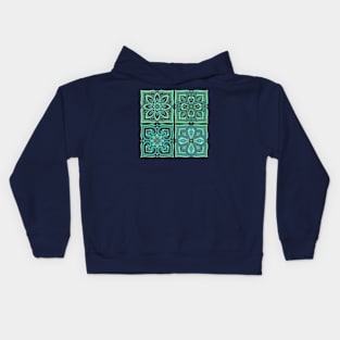 Moroccan Tiles - teal Kids Hoodie